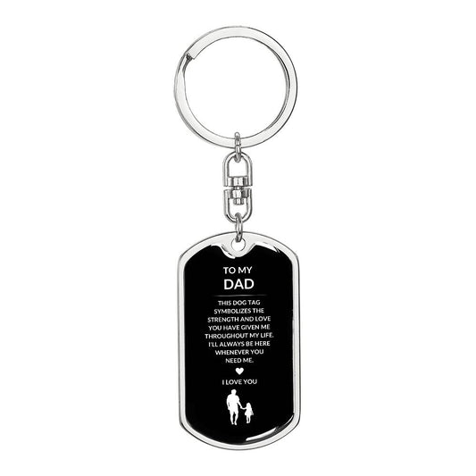To My Dad From Daughter Dog Tag Keychain