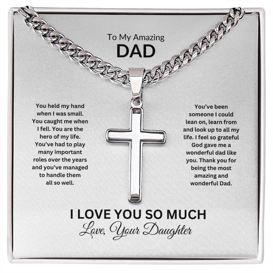 To My Amazing Dad Personalized Cross Necklace