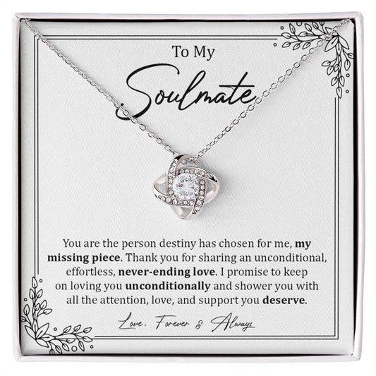 To My Soulmate | Love, Forever & Always - Love Knot Necklace